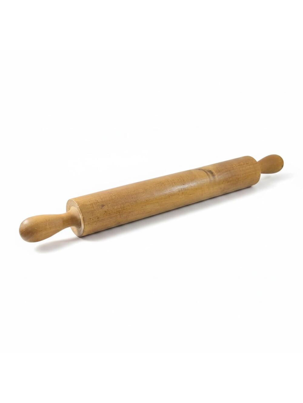 Vtg Wood Rolling Pin Solid Dark Wood Grain, Country Decor
